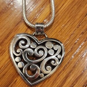 Brighton Silver Swirl Heart Necklace